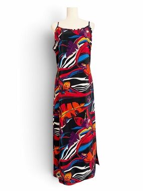Vintage 90s Kelly Stevens Tropical Floral Maxi Dress